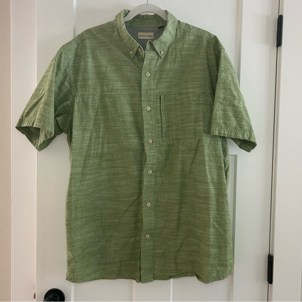 Hobbs Creek Bass Pro Shops Green Cotton Short‎ Sleeve Shirt Size XL